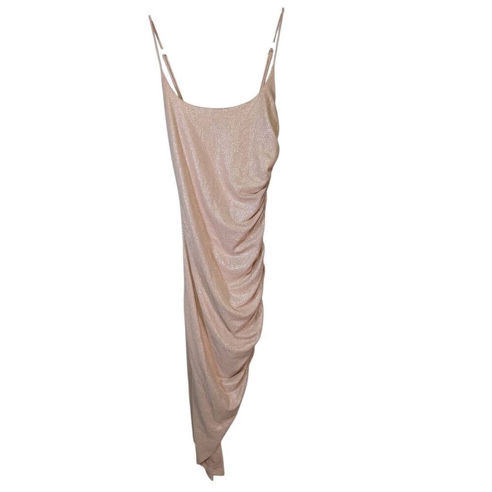 Forever 21 Rose Pink Long Side Rushed Spaghetti Straps Dress Women's Large